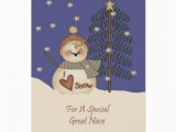 Great Niece Birthday Card Cute Snowman Christmas Great Niece Greeting Card Zazzle