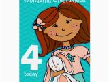 Great Niece Birthday Card Girls Great Niece 4th Birthday Card Girlie Aqua Zazzle Co Uk