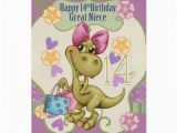 Great Niece Birthday Card Great Niece 14th Birthday with Shopping Dinosaur Zazzle