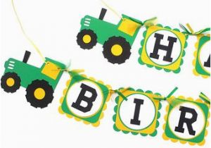 Green and Yellow Happy Birthday Banner Green and Yellow Tractor Farm Party theme Happy Birthday