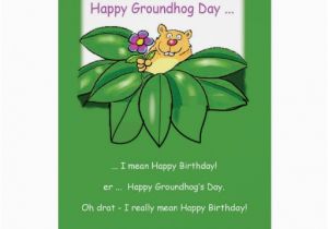 Groundhog Day Birthday Card Birthday On Groundhog Day with Flowers Green Greeting Card