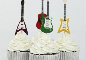 Guitar Birthday Decorations 72pcs Guitar Party Supplies Cartoon Cupcake toppers Pick