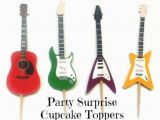 Guitar Birthday Decorations Guitar Cupcake toppers Guitars Music Rock Band Dance Kids