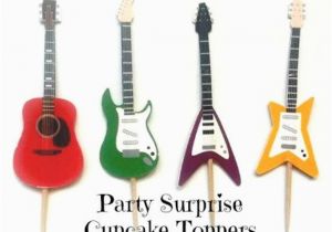 Guitar Birthday Decorations Guitar Cupcake toppers Guitars Music Rock Band Dance Kids