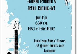 Guitar Birthday Invitations Printable Guitar On Blue Grunge Invitations Rock and Roll Invitations