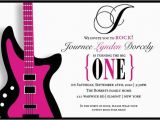 Guitar Birthday Invitations Printable Hot Pink Electric Guitar 1st First Birthday Party Invitation