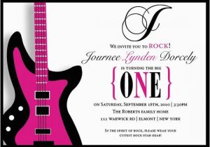 Guitar Birthday Invitations Printable Hot Pink Electric Guitar 1st First Birthday Party Invitation