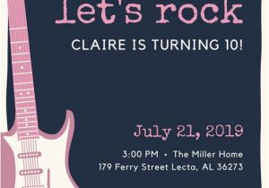 Guitar Birthday Invitations Printable Pink Electric Guitar Birthday Party Invitation Templates