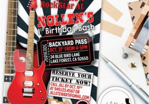 Guitar Birthday Invitations Printable Rock and Roll Birthday Party Invitation Guitar Rock Star