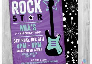 Guitar Birthday Invitations Printable Rock Star Birthday Party Invitation Printable Girls Party