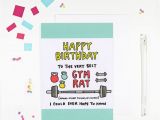 Gym Birthday Card Happy Birthday Gym Rat Fitness Birthday Card by Angela