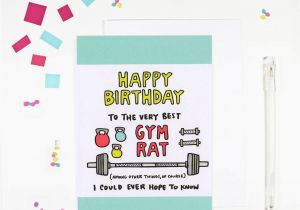 Gym Birthday Card Happy Birthday Gym Rat Fitness Birthday Card by Angela