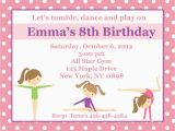 Gym Birthday Party Invitations 20 Personalized Birthday Invitations Pink Gymnastics