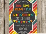 Gym Birthday Party Invitations Bright Colors Little Gym Birthday Party Invitation Bounce