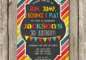 Gym Birthday Party Invitations Bright Colors Little Gym Birthday Party Invitation Bounce