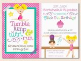 Gym Birthday Party Invitations Girl 39 S Gymnastics Birthday Party Invitation Cupcakes