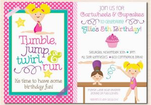 Gym Birthday Party Invitations Girl 39 S Gymnastics Birthday Party Invitation Cupcakes