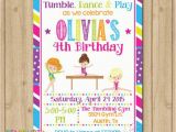 Gym Birthday Party Invitations Gymnastics Birthday Invitation Gymnastics Invitation