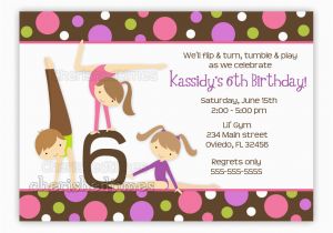 Gymnastic Birthday Party Invitations Gymnastics Girl Birthday Party Invitation with Picture or
