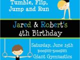 Gymnastics themed Birthday Invitations Printable Birthday Invitations Twins Party Gymnastics themed
