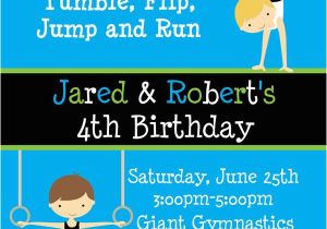 Gymnastics themed Birthday Invitations Printable Birthday Invitations Twins Party Gymnastics themed