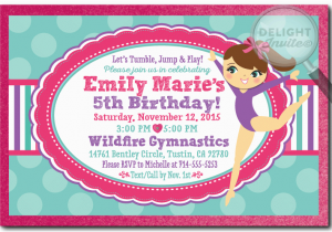 Gymnastics themed Birthday Invitations Tumbling Gymnastics Party Birthday Invitations Di 273