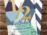 Half Birthday Invitation Half Birthday Invitation Geometric Blue Invitation