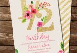 Half Birthday Invitation Half Birthday Invitation Gold Glitter Floral Watercolor
