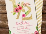 Half Birthday Invitation Half Birthday Invitation Gold Glitter Floral Watercolor