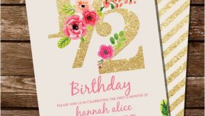 Half Birthday Invitation Half Birthday Invitation Gold Glitter Floral Watercolor
