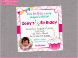 Half Birthday Invitation Half Birthday Party Invitation Girl Cupcake 6 by