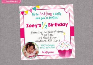 Half Birthday Invitation Half Birthday Party Invitation Girl Cupcake 6 by