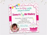 Half Birthday Invitation Half Birthday Party Invitation Girl Cupcake 6 Month