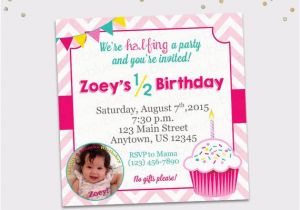 Half Birthday Invitation Half Birthday Party Invitation Girl Cupcake 6 Month