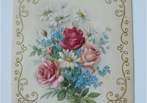 Hallmark Friend Birthday Cards Vintage Hallmark Birthday Card Beautiful Sparkly Flowers W