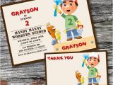 Handy Manny Birthday Invitations Handy Manny Birthday Invitation and Thank You Card Handy