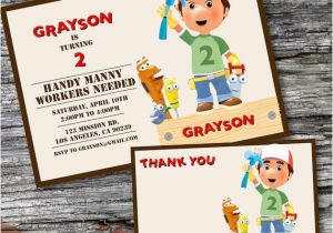 Handy Manny Birthday Invitations Handy Manny Birthday Invitation and Thank You Card Handy