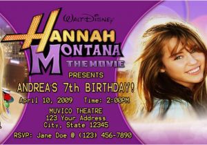 Hannah Montana Birthday Card Hannah Montana Birthday Ticket Invitation Sample Mm1