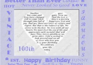 Happy 100th Birthday Quotes 100th Birthday Gift Personalized Poem 8 X 10 by