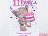 Happy 11th Birthday Girl Hugs 11th Birthday Card Bear with Cake Only 59p