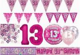 Happy 13th Birthday Banner Blue Pink Age 13 Happy 13th Birthday Party Decorations Banners