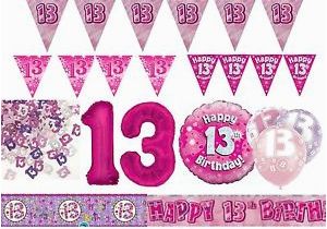 Happy 13th Birthday Banner Blue Pink Age 13 Happy 13th Birthday Party Decorations Banners