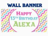 Happy 13th Birthday Banner Pink Happy 13th Birthday Banner Personalize Party Cool Waves