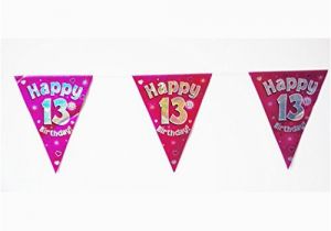 Happy 13th Birthday Banner Pink Happy 13th Birthday Flag Bunting Age Girls Pink Teenager