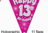 Happy 13th Birthday Banner Pink Pink Age 13 Happy 13th Birthday Party Decorations Banners