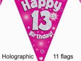 Happy 13th Birthday Banner Pink Pink Age 13 Happy 13th Birthday Party Decorations Banners