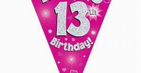 Happy 13th Birthday Banner Pink Pink Age 13 Happy 13th Birthday Party Decorations Banners