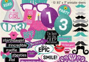 Happy 13th Birthday Decorations Photo Booth Props Happy 13th Birthday Girl Party Printable