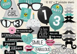 Happy 13th Birthday Decorations Photo Booth Props Happy 13th Birthday Girl Printable