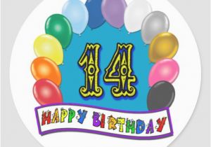 Happy 14th Birthday Banners 14th Birthday Gifts with assorted Balloons Design Sticker